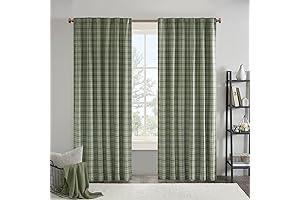 Madison Park Anaheim Cabin Plaid Green Striped Curtain