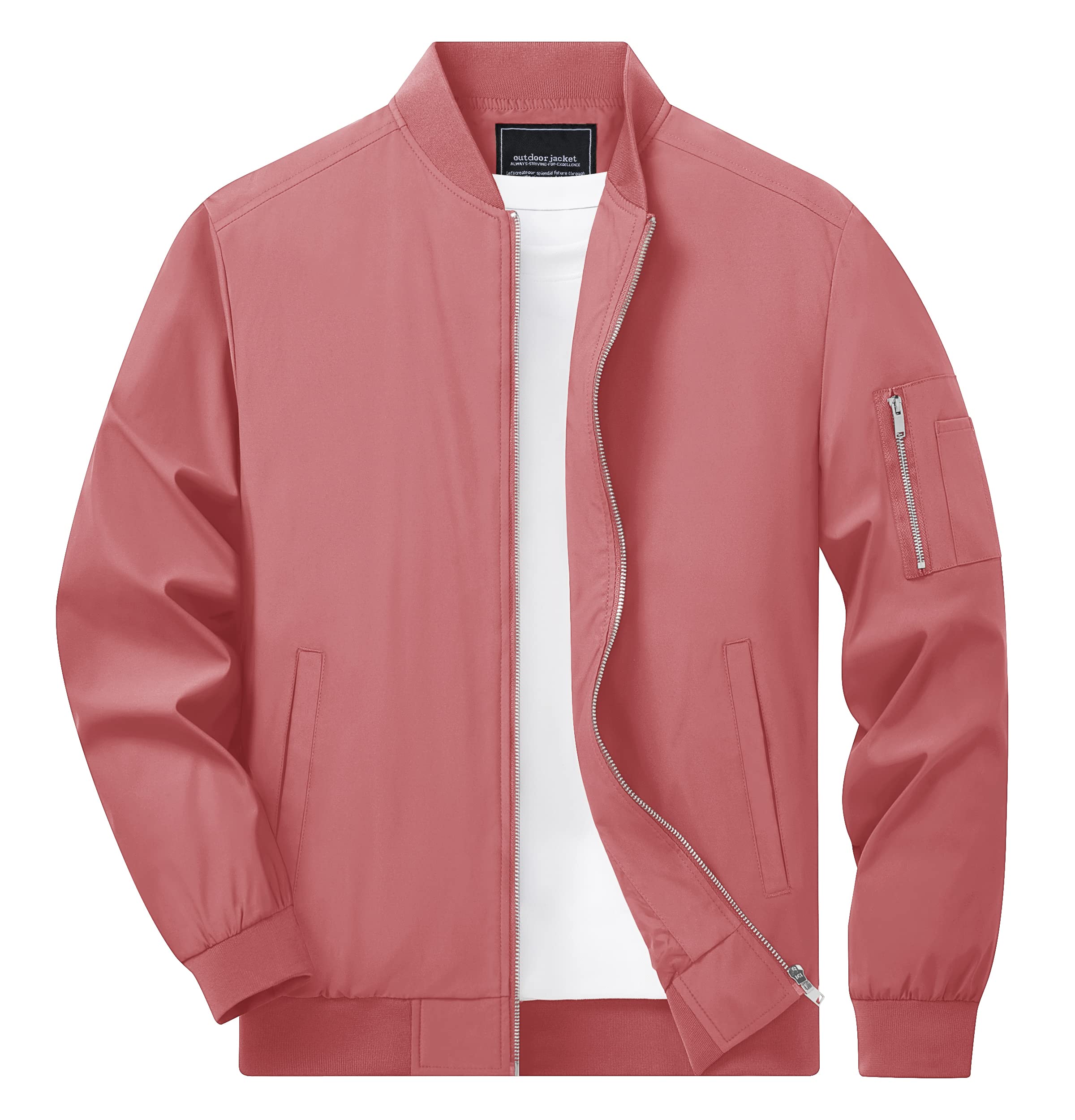 TACVASENMen's Bomber Jacket Lightweight Casual Spring Fall Windbreaker Zip Up Coat with Pocket