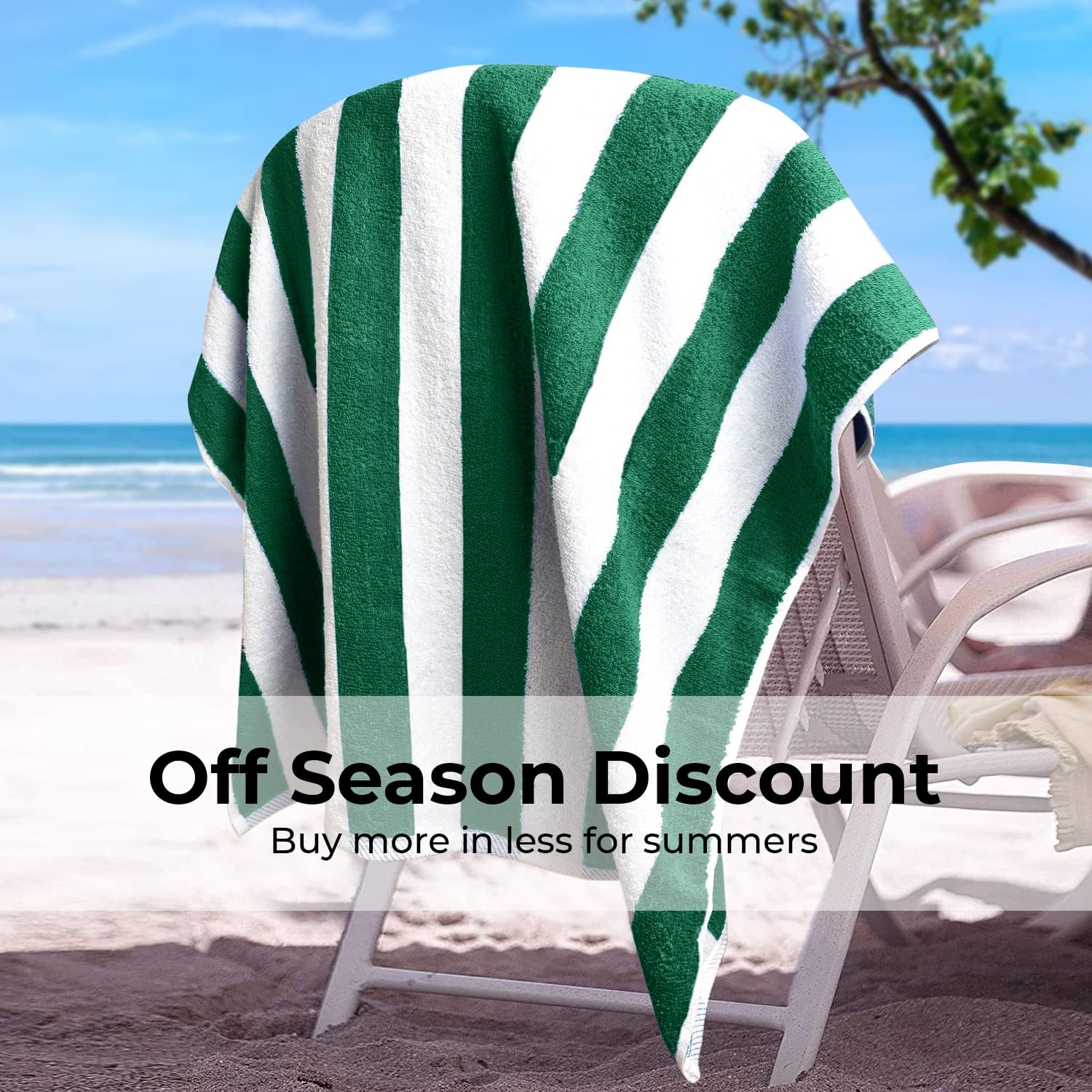 Avalon Towels Cabana - Paquete de 4 Toallas de Playa (tamaño 30 x 60 Pulgadas) de Gran tamaño, 100% algodón Hilado en Anillo, Toallas de Piscina Grandes Altamente absorbentes, súper Suaves y de