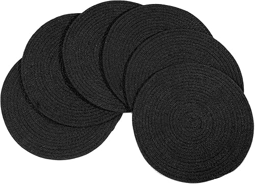 Vista 5 de Manteles Tejidos, Salvamanteles de Ratán, Portavasos de Jacinta de Agua, Manteles de Mimbre Boho Trenzados, Resistente al Calor, Cargadores