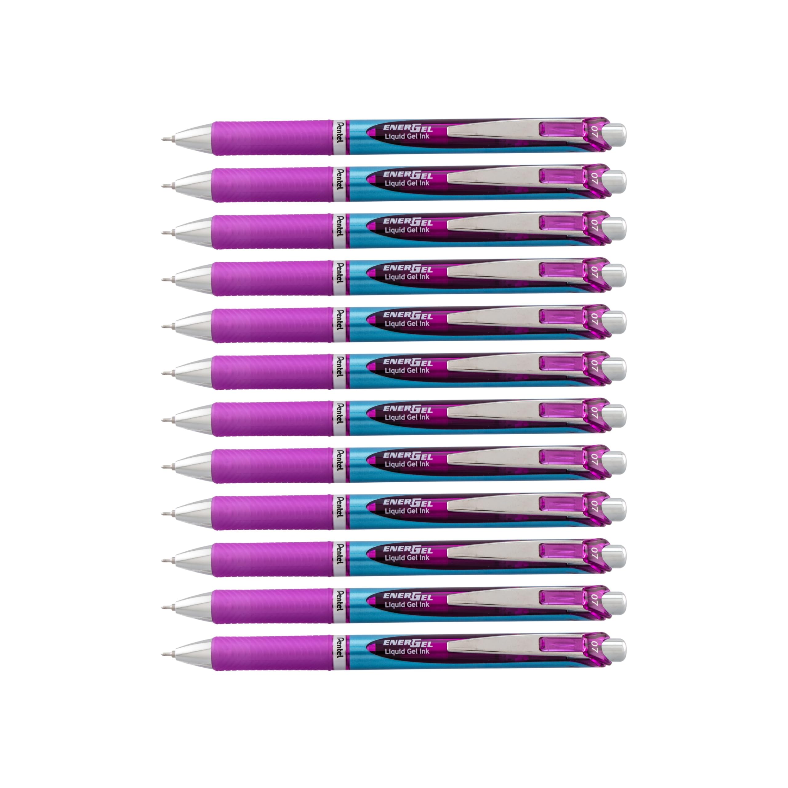 (12 Pack, 0.7mm Needle, Violet) - Pentel EnerGel Deluxe RTX Retractable Liquid Gel Pen, Medium Line, Needle Tip, Violet Ink, Box of 12 (BLN77-V)