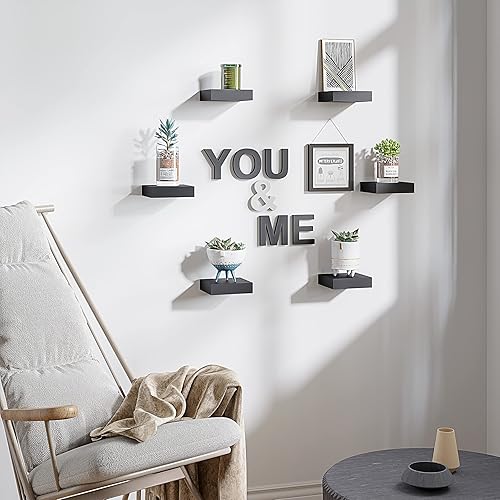 Miniatura 5 de Estantes flotantes pequeños para pared, estante negro pequeño de 5.9 x 5.7 pulgadas para decoración pequeña, mini estante para pared, color negro