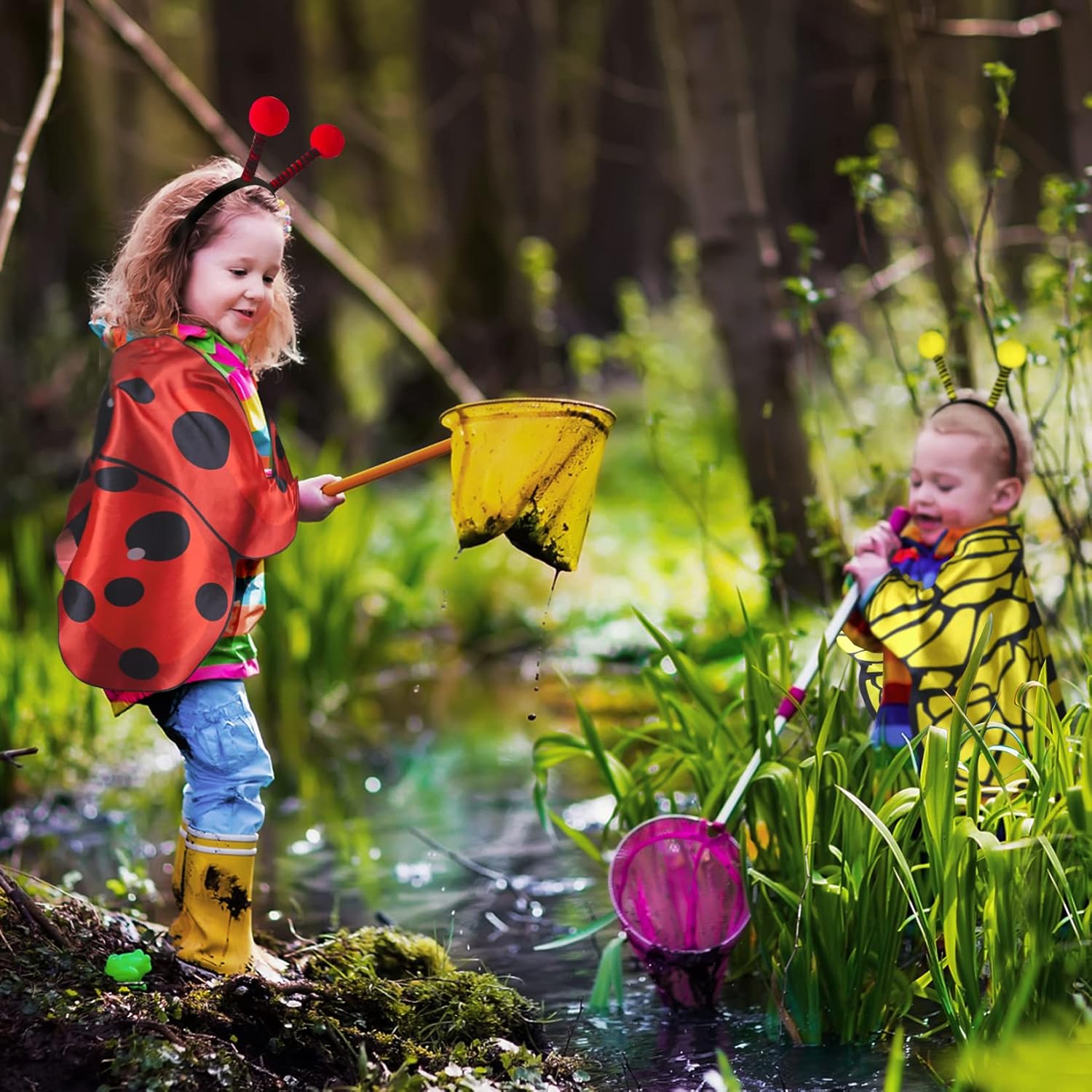 Kids Butterfly-Wings-Costume Toddler Lady-Bug Bumble-bee Costume for Boys Girls Dress Up Clothes for Play Bug Insect Birthday Party Supplies Halloween Favors - Image 7