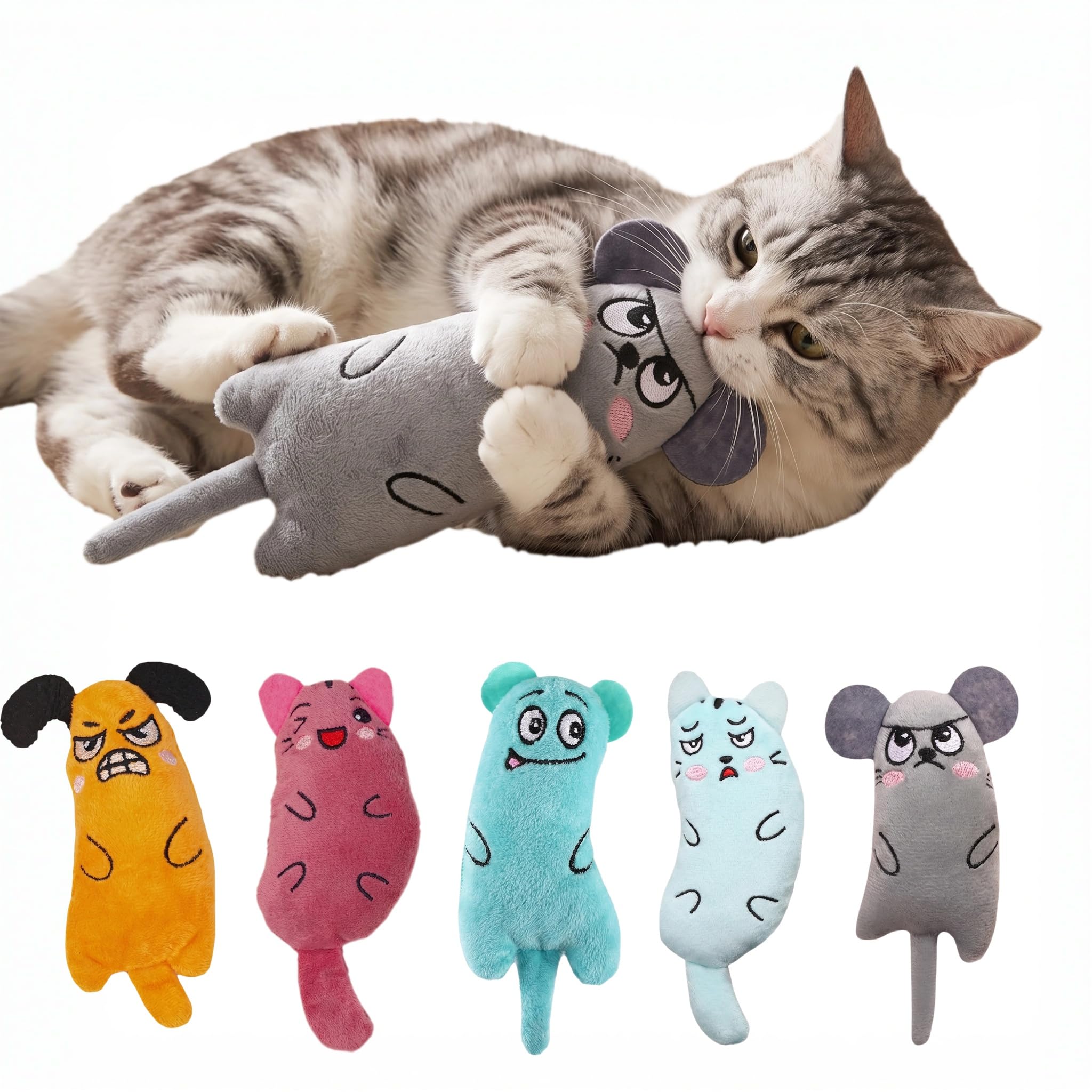 Catnip Toys, 5Pack Teeth Cleaning Cat Chew Toys for Indoor Cats Kittens