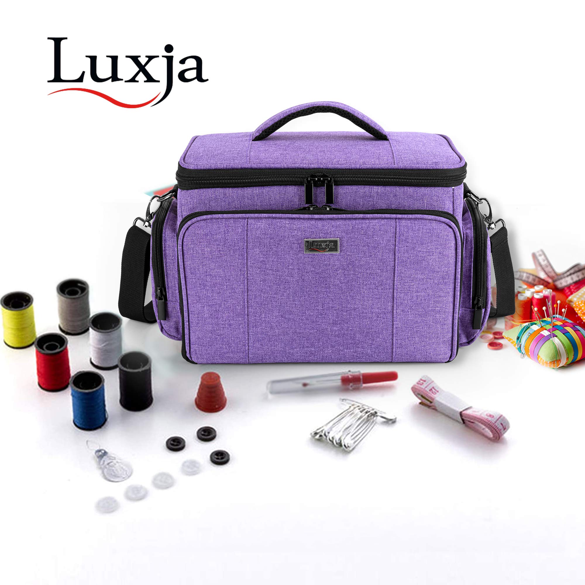 Luxja Sac Rangement pour Kit de Couture Haute Capacité | Boite de Accessoires de Couture avec Bandoulière, Boite a Couture