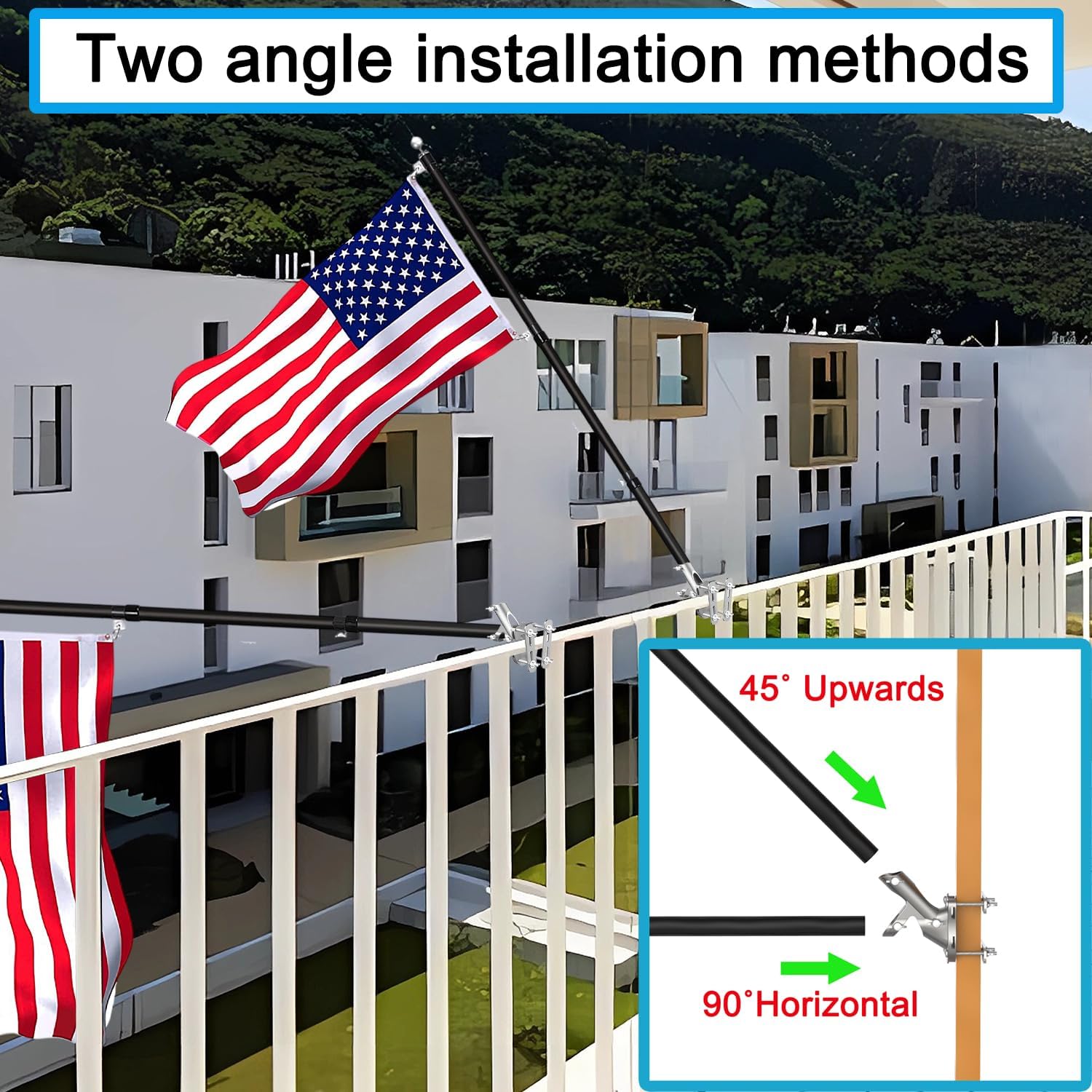 BUJ flagpole Mount for Railing no Drilling flagpole Mount for Railing flagpole Mount for Porch flagpole Mount for Fence