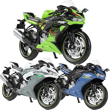112 Motorcycle Model Toy for Kawasaki Ninja ZX-6R Metal Die-cast with Plastic Motorcycle Model No Assembly Required Mini Finished Moto Gift for Adult