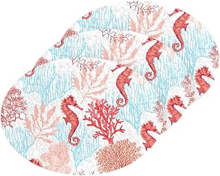 MAOBLYR Quick Absorption Household Cleaning Sponge,Double-Sided Reusable3.54x2.56In,Kitchen Tableware Multi-Purpose Cleaning 3 Sets-Tropical Corals Sea Horse