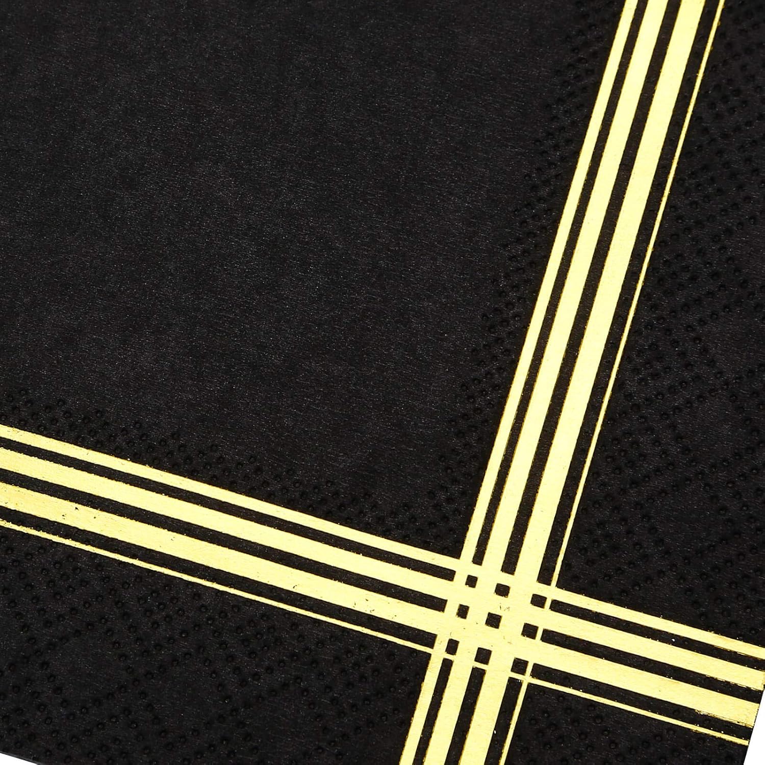 Gexolenu Black and Gold Cocktail Napkins, 50pcs/Pack, Decorative Paper beverage Stripe, Perfect for table decoration, Birthdays & Anniversary Parties, Daily Use(3-ply,10" x 10") : Home & Kitchen