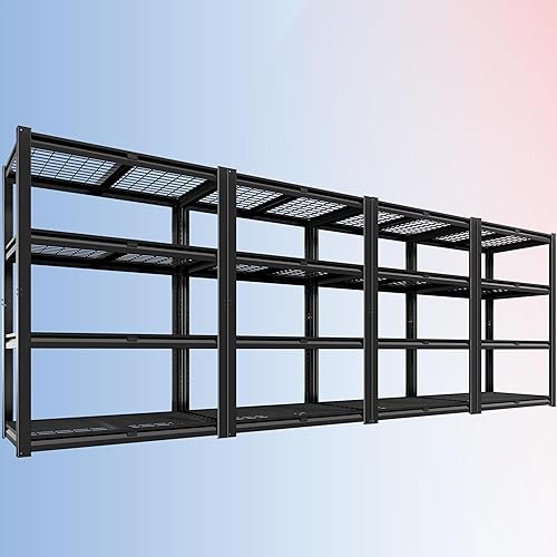 Miniatura 16 de PrimeZone Estantería de garaje resistente de 40 pulgadas de ancho, 2200 LBS, estantes de almacenamiento de 4 niveles, estante de alambre de metal