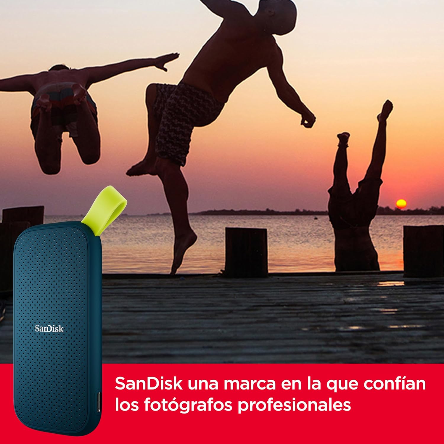 SANDISK Portable SSD 2TB (Estado Solido, hasta 800 MB/s de Velocidad de Lectura, protección contra caídas de hasta Dos Metros, Gancho de Goma) Monterey 7