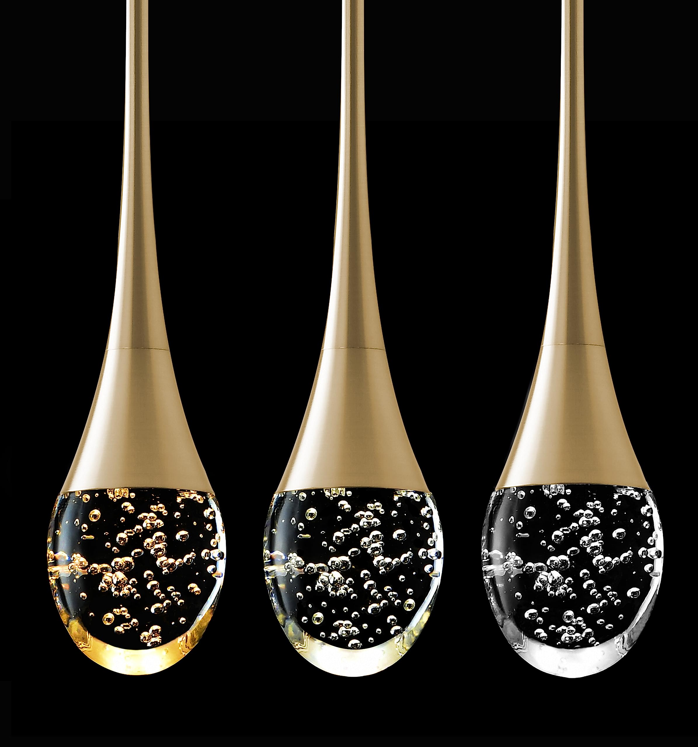 PCXEHUYP Modern LED Gold Bubble Crystal Chandelier Pendant Lights for Kitchen Island Dimmable 3000 6000k Single Head with 3 Independence