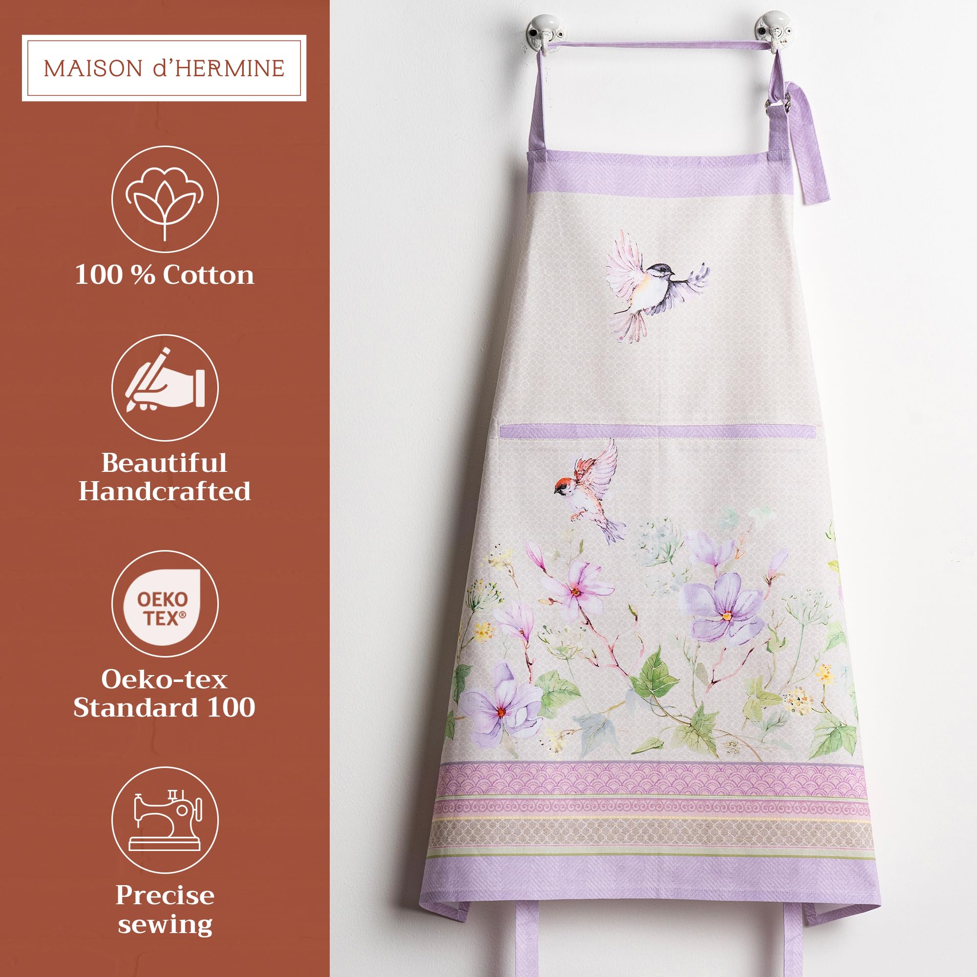 Maison d' Hermine 100% Cotton 1-Piece Kitchen Apron for women with Pocket Chef Apron and Mothers Day Gifts - Image 2