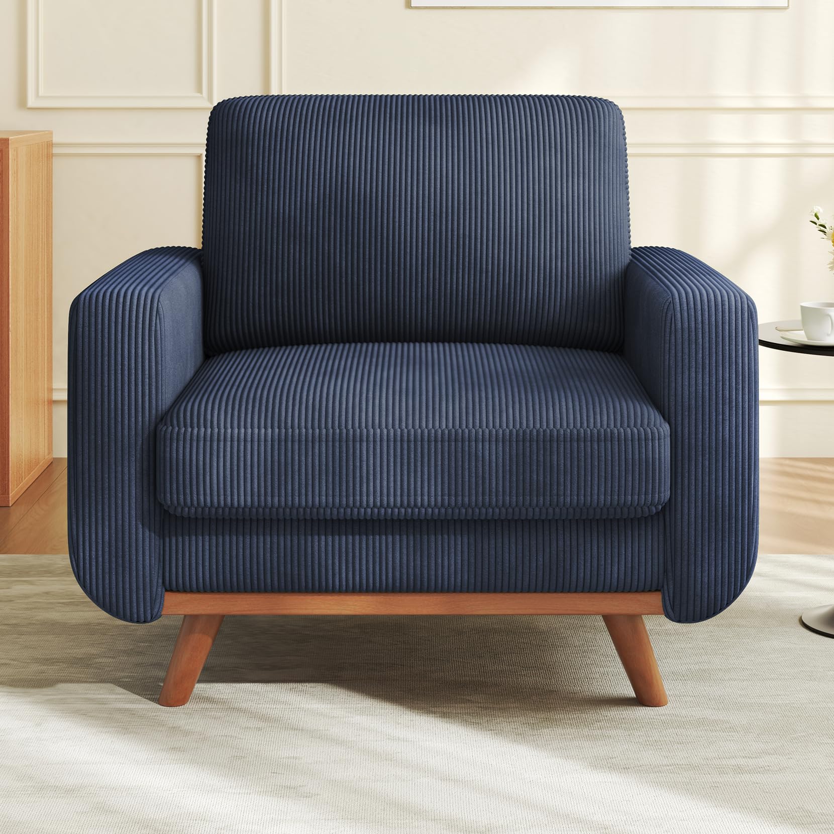 Vesgantti 38.5 inch accent chair dark blue corduroy