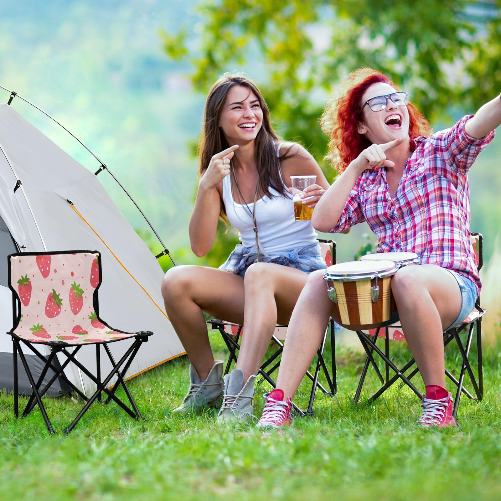 Amazon.com: Coikll Cute Strawberry Folding Camping Chairs