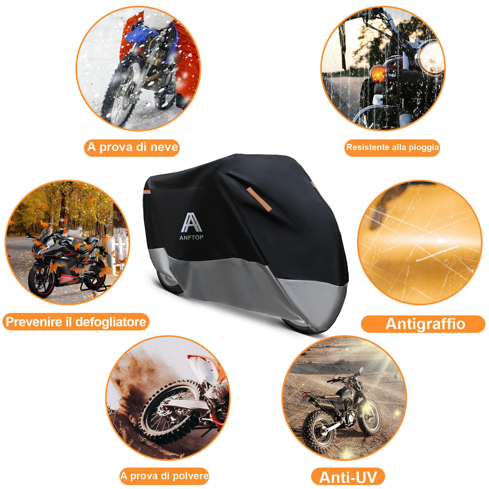 Coprimoto Impermeabile Per Esterno Copri Moto 210D Poliestere Copertura Moto Per Scooter Vespa Motorino Motocicletta Motocross XXXL