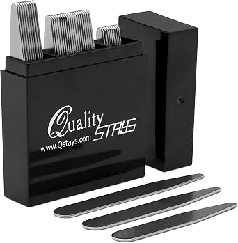 Metal Collar Stays for Men Set of 40 Dress Shirt Collar Stays for Men, 3 Sizes in a Divided Box by Quality Stays