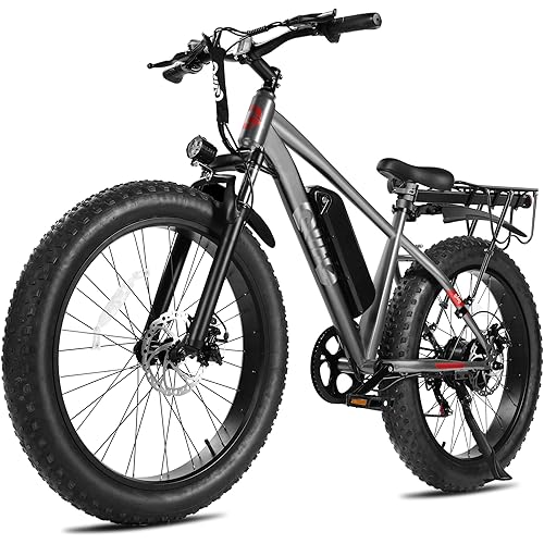 Qlife Racer Plus Adult Electric Bicycle, Peak 1200W Motor Electric Bike for Adults, Up to 28MPH 65Miles, 26" Fat Tire Electric Mountain Bike with 48V 13AH Battery, 7 Speed Front Suspension E Bike