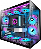 HYXN H3 ATX Mid-Tower PC Case with 3 ARGB Fans, Dual Chamber Design, 360mm Radiator Support, Type-C Port - Black