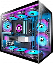HYXN H3 ATX PC Case - Pre-Installed with 3 ARGB Fans - Compact Dual Cavity Mid-Tower Gaming PC Case,360mm Radiator Support - with Type-C 3.2 (Black-R)