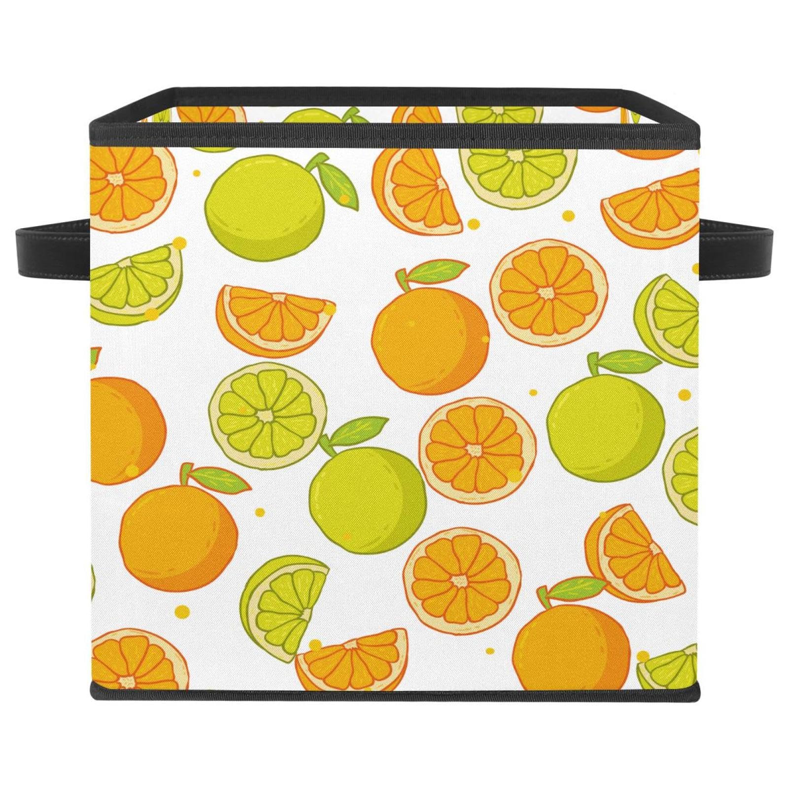 Cube de rangement pliable avec poignées bac tissu fruits de saison