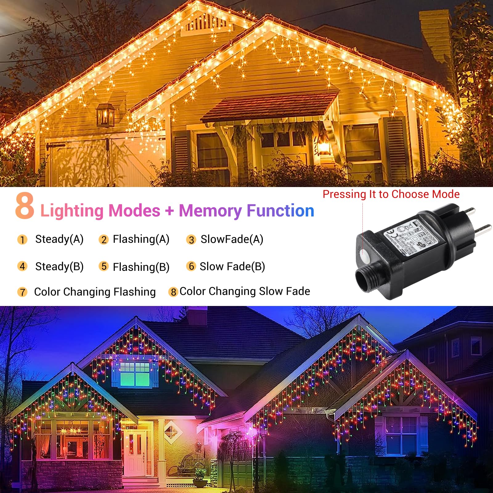 GlobaLink Guirlande De Noël Extérieure à Glaçons 10M 400LED