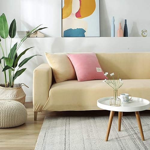 Miniatura 6 de TOPCHANCES Funda de sofá de terciopelo grueso, funda elástica para sofá con correas elásticas antideslizantes, funda protectora de muebles, funda