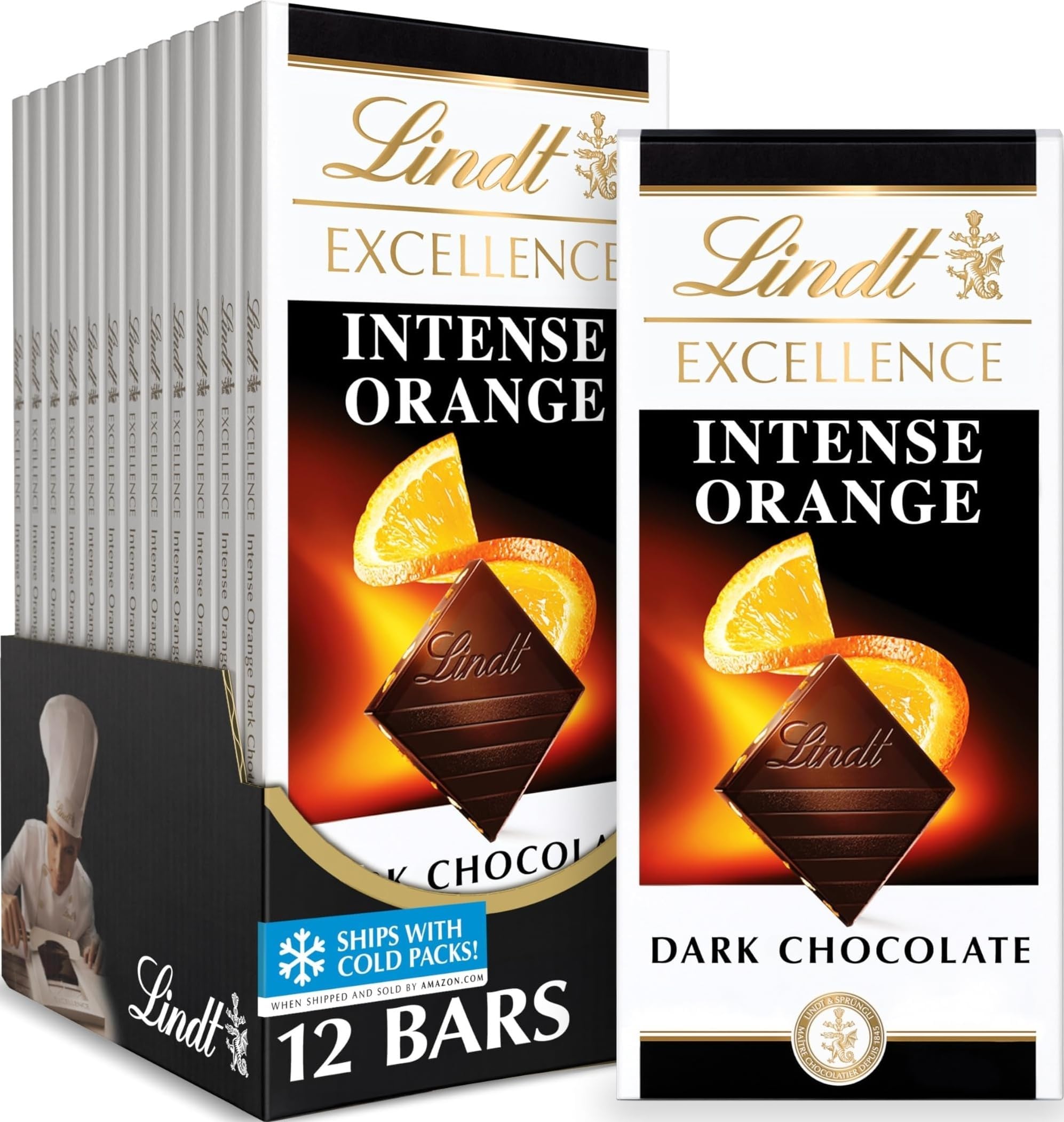 EXCELLENCE Intense Orange Dark Chocolate Candy Bar, 3.5 oz., 12 Pack
