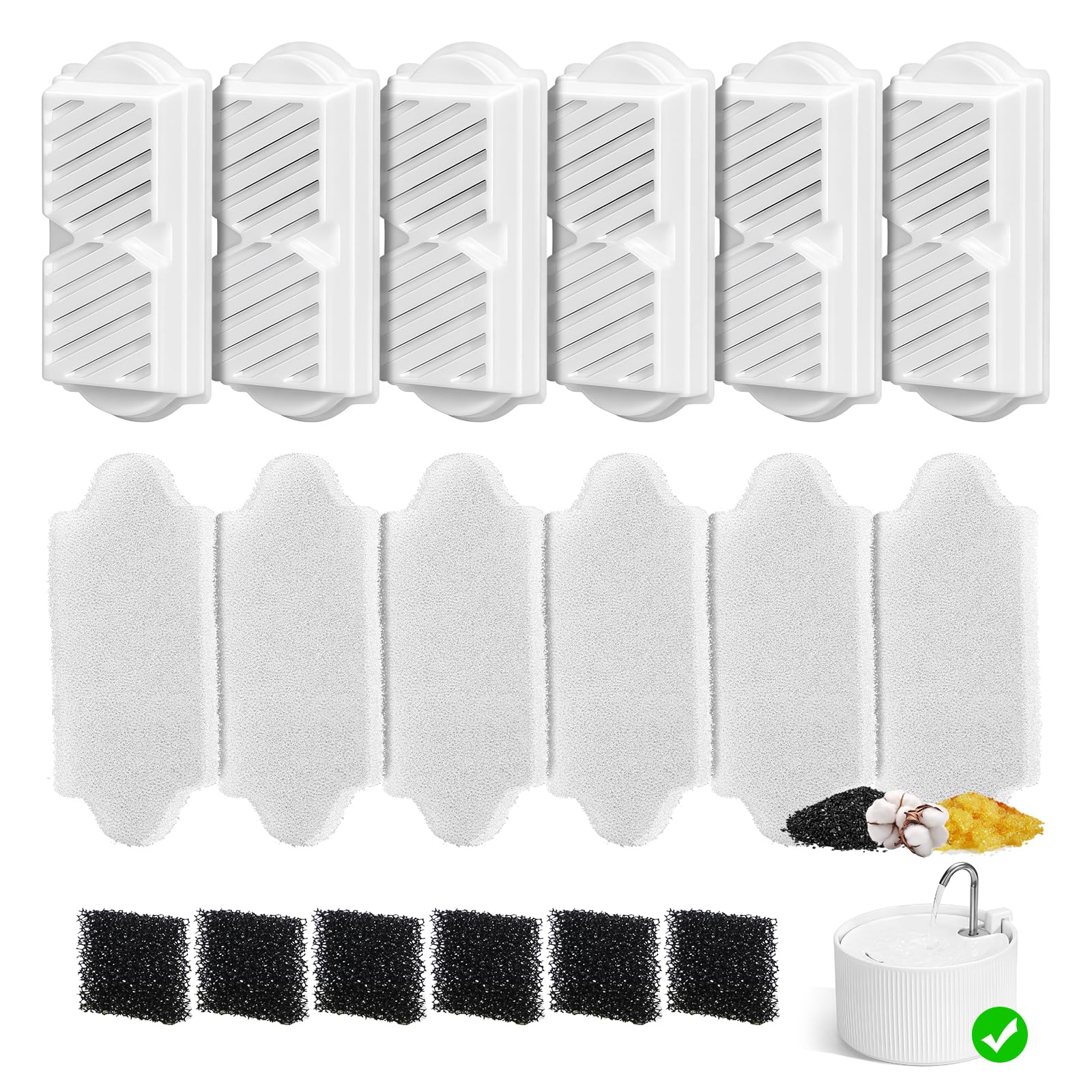 Photo 1 of (18 Pack)6 Sets Ceramic Cat Water Fountain Replacement Filters, Pet Fountain Replacement Filters for 2.2L/74OZ