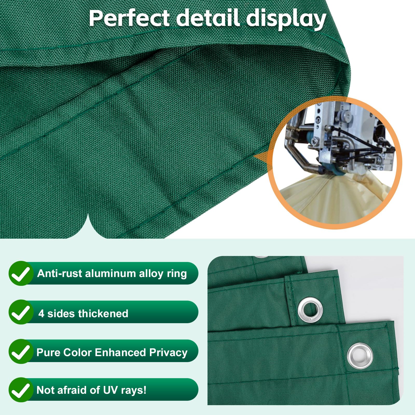 Voile d'ombrage pour balcon - 3 x 4 m - Protection contre les intempéries - Protection UV - Avec œillets et corde - Protection solaire - Angle droit - Pour balcon, jardin, terrasse - Vert
