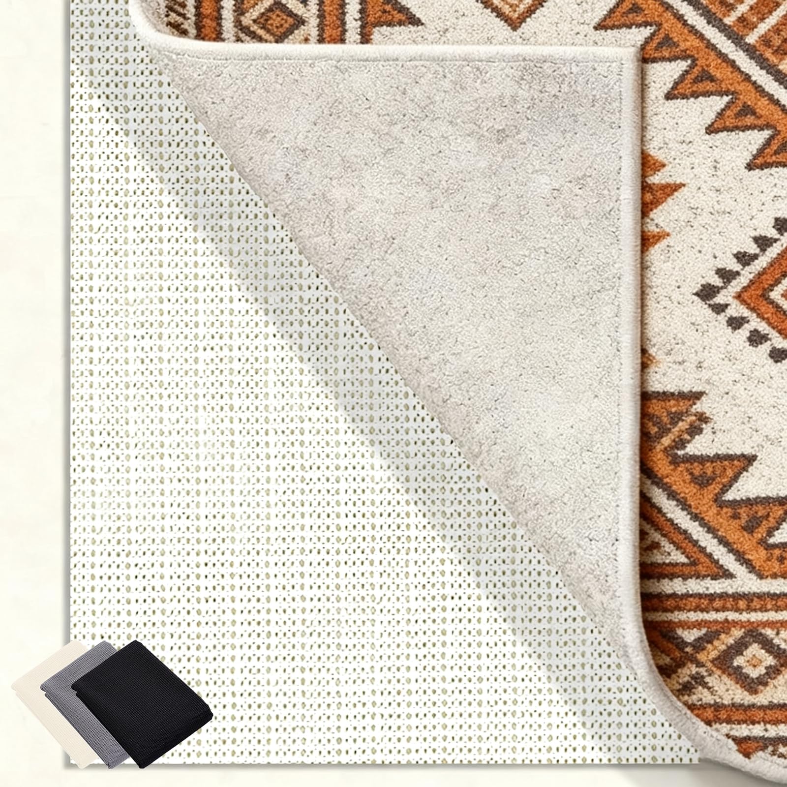 Antiscivolo per Tappeti 160 x 240 cm Riutilizzabile, Inodore, Tagliabile, Lavabile e Personalizzabile Nelle Dimensioni, Sottotappeto Antiscivolo in PVC Perr Moquette, Bianco