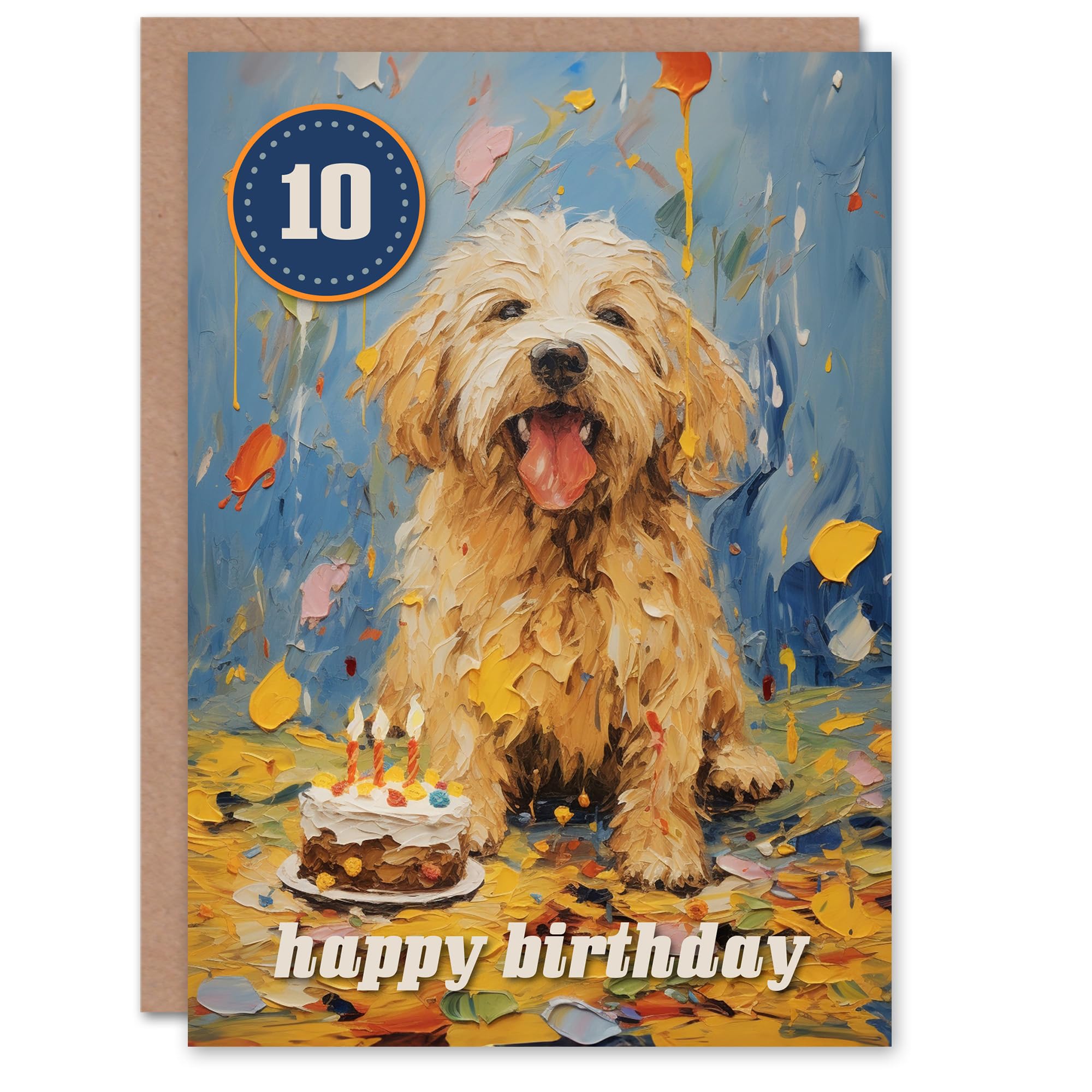 Artery8 10th Birthday Greeting Card Dog Lover Puppy Cake Kids Age 10 Year Old Child