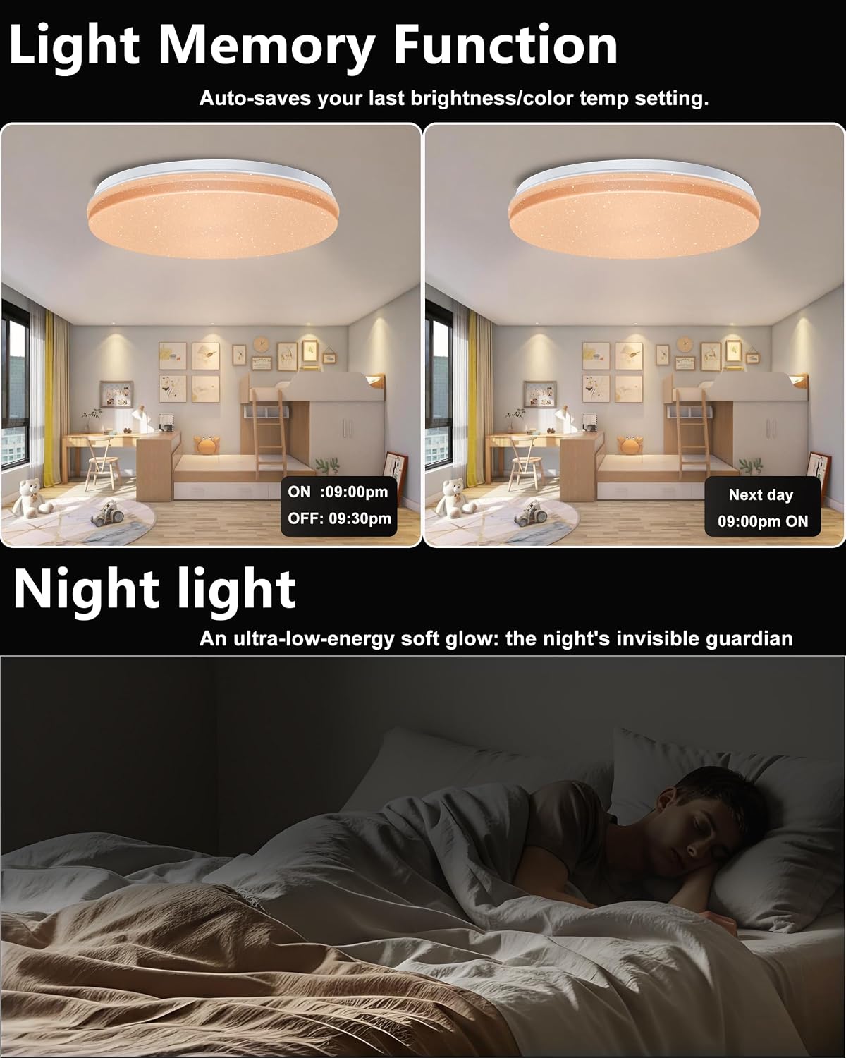 WF-Version LED Ceiling Light with Speaker 40W 12Inch Control via app/Voice/Remote Adjustable Brightness & Color Temperature Ceiling Lamp RGB Ambient Lighting for Bedroom Kids Room and More