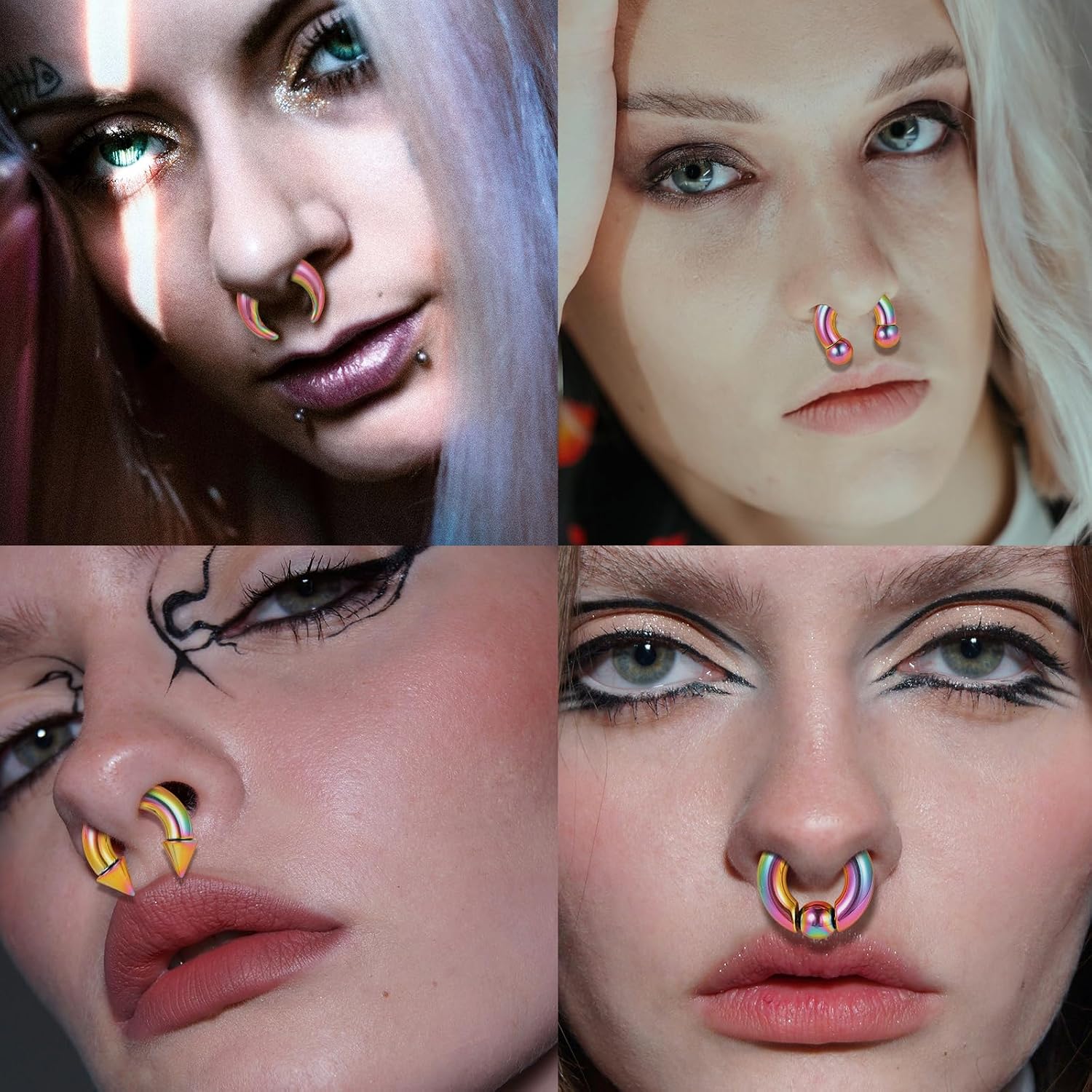 Xpircn Septum Rings 2G 4G 6G 8G 10G 12G 14G Surgical Steel Heavy Ear Gauges for Men Septum Stretching Kit Spike Septum Jewelry