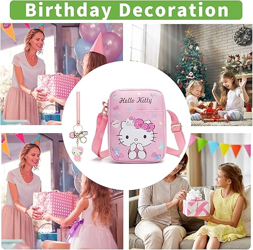 Miniatura 7 de Lindo mini bolso cruzado, monedero de dibujos animados, bolsos de hombro pequeños de piel sintética ajustable - 2 piezas