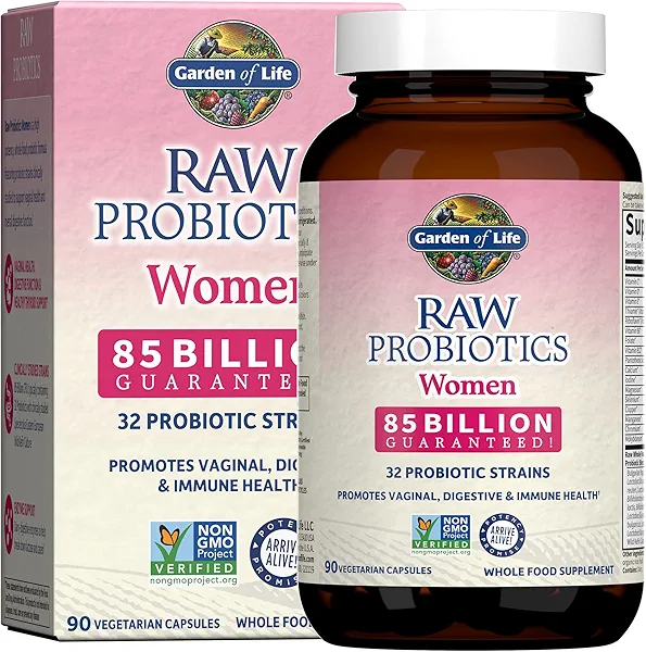 Garden of Life Raw Probiotics for Women - 85 Billion CFU Probiotic for Vaginal Probiotics with Vitamins, Minerals, Enzymes - 90 Capsules, Womens Probiotic Supplement for Digestive and Immune