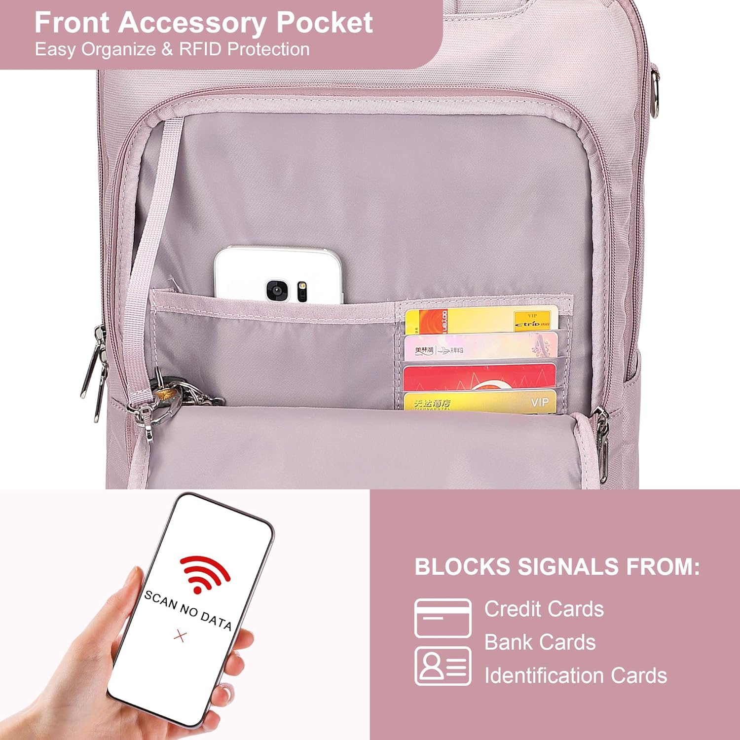 PIJUSHI Laptop Backpack for Women Men Personal Item Travel Backpack Convertible Carry on Bag Flight Approved(PE042 Ashen Purple) - Image 7