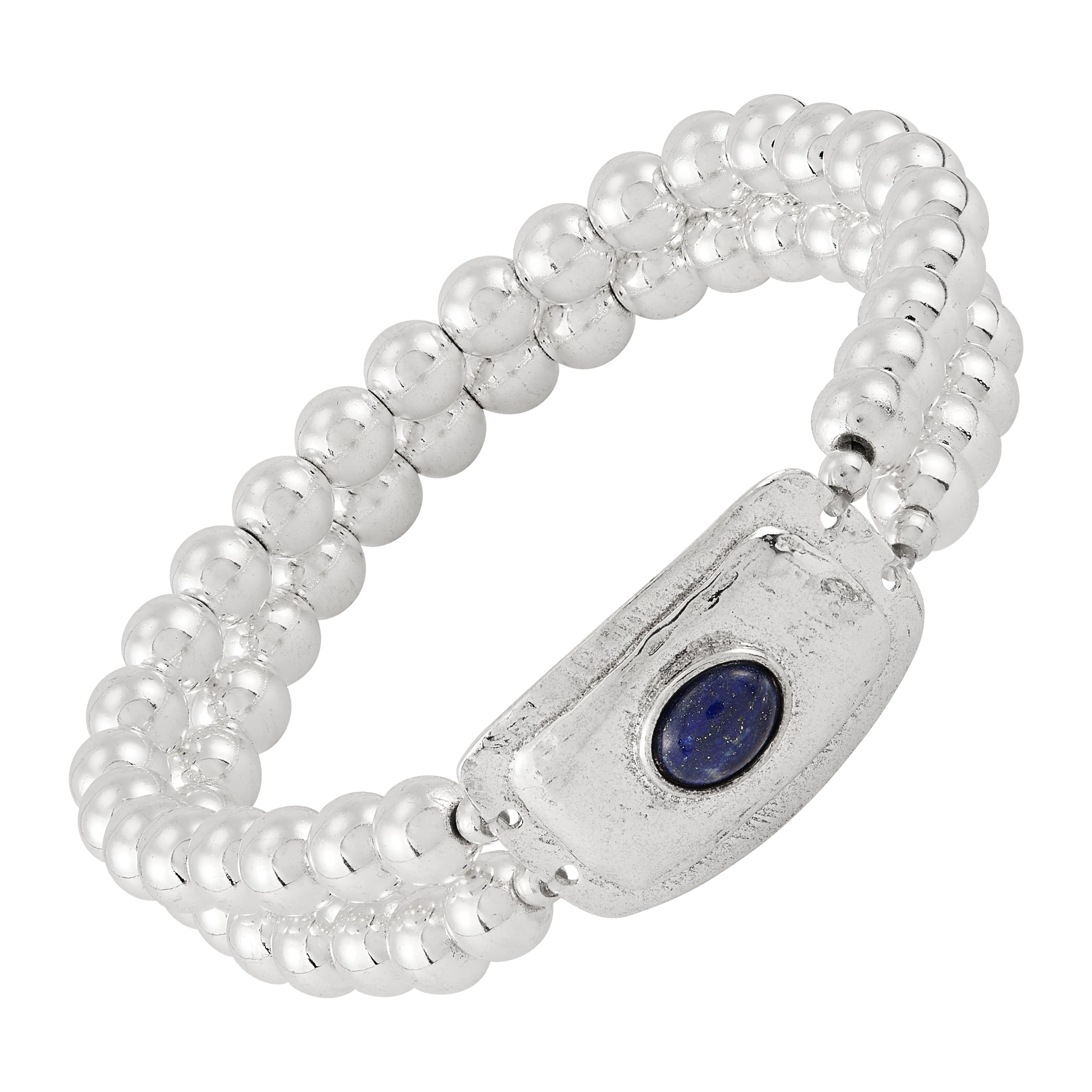 Silpada 'Celestial Bloom' Sterling Silver Blue Lapis Hematite Stretch Bracelet, 7.5"