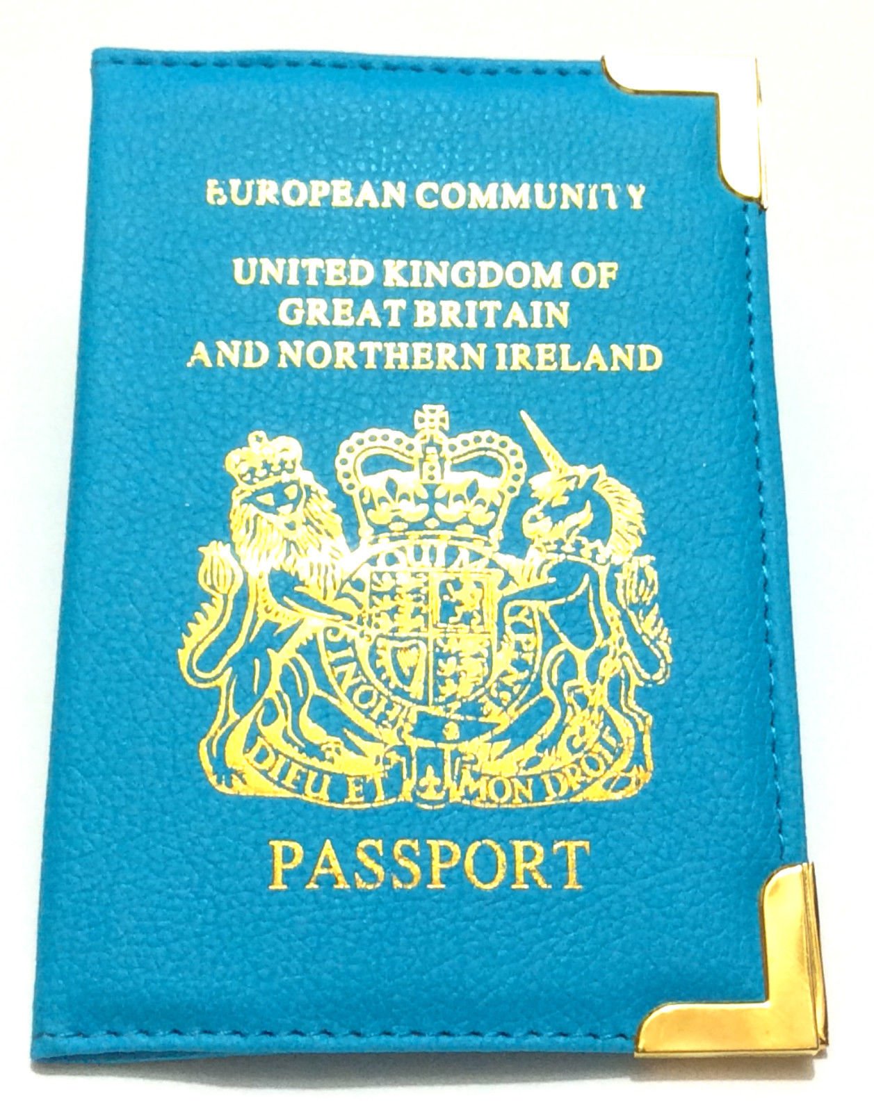 Soft PU Synthetic Leather Passport Cover Case Protector Holder Wallet UK European GB Northern Ireland Travel Document Safety (Sky Blue)
