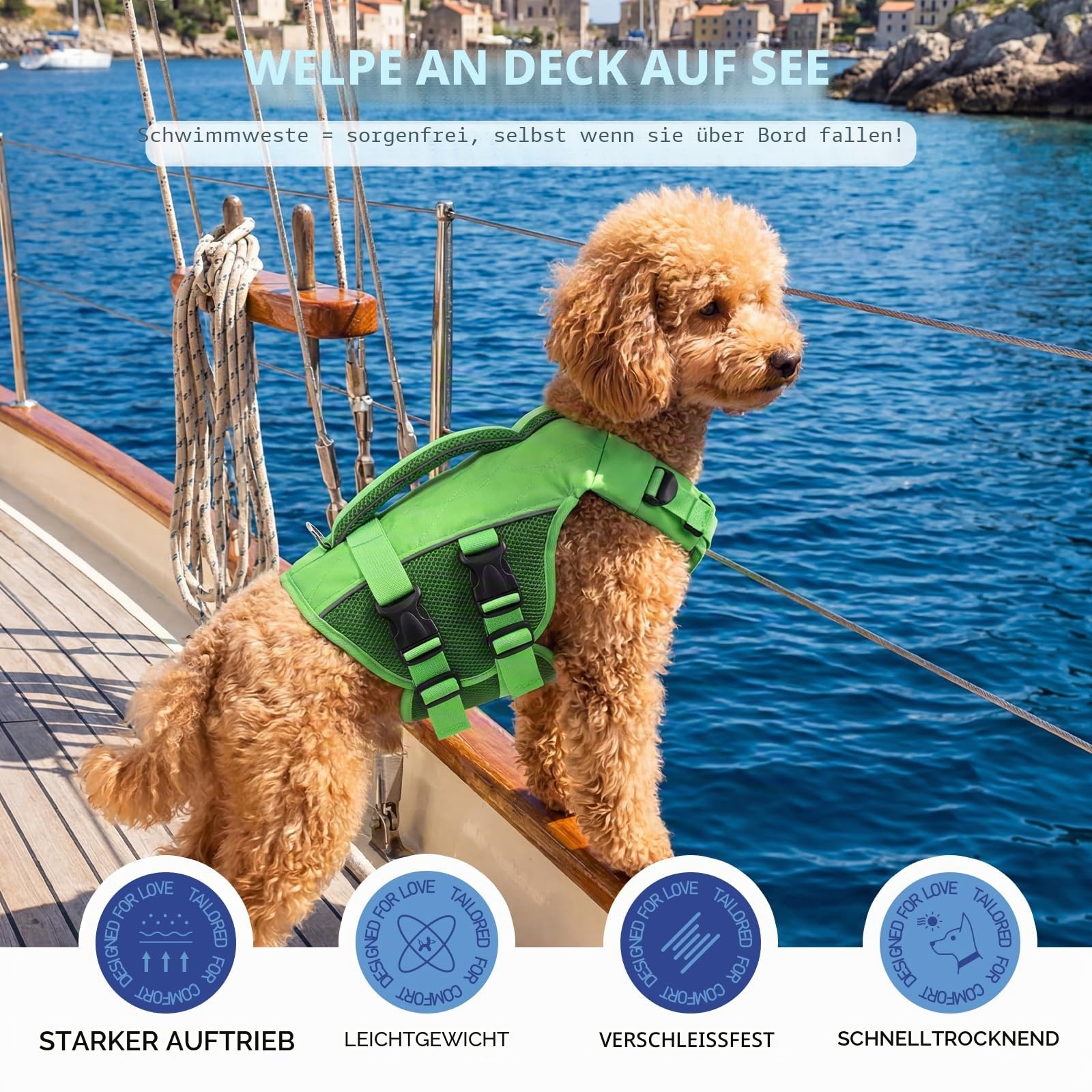 ASENKU Schwimmweste Hund Groß XL,Verstellbar & Ripstop Hundeschwimmweste,Rettungsweste für Hunde mit Griff und Reflektierend, Hunde Schwimmweste für Chihuahua,Dackel,Französische Bulldogge, Labrador