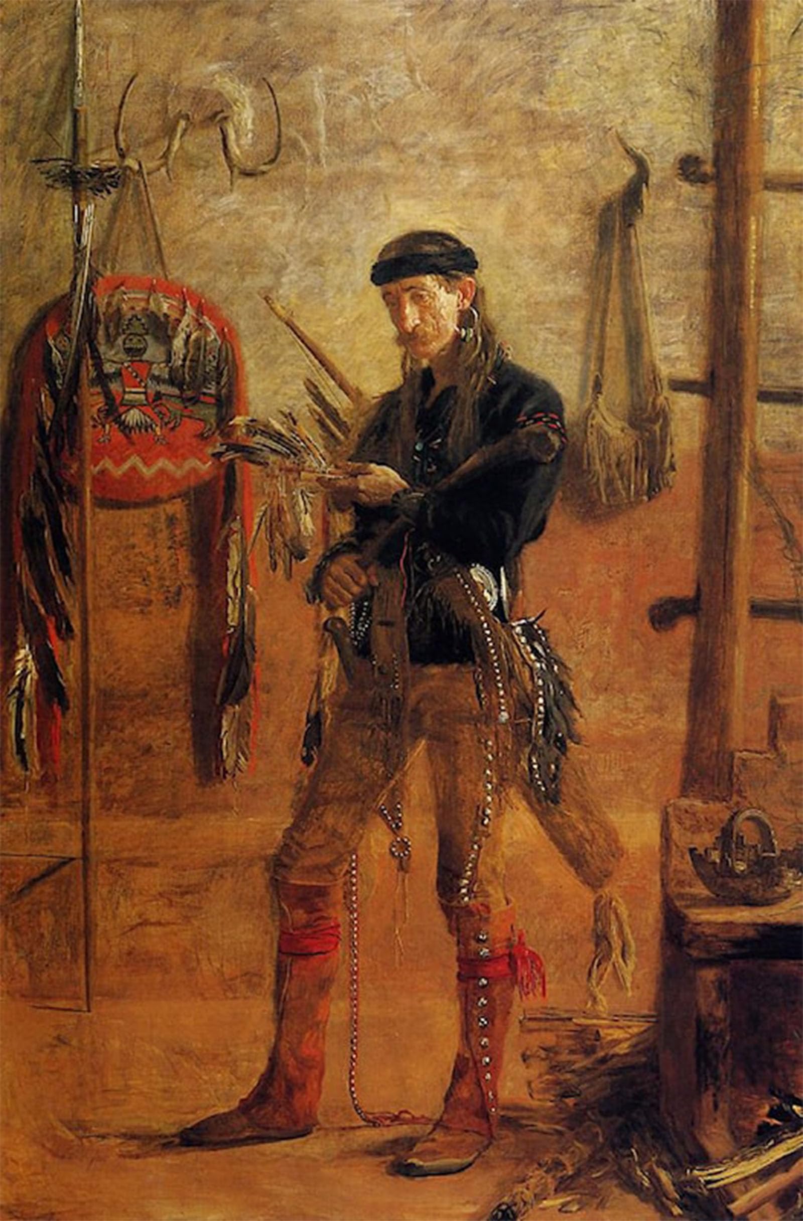 SERENDIPITP Vintage Picture Print on Canvas Wall Art Poster Portrait of Frank Cushing Eakins Artwork Print Poster for Wall Decor 60x90cm