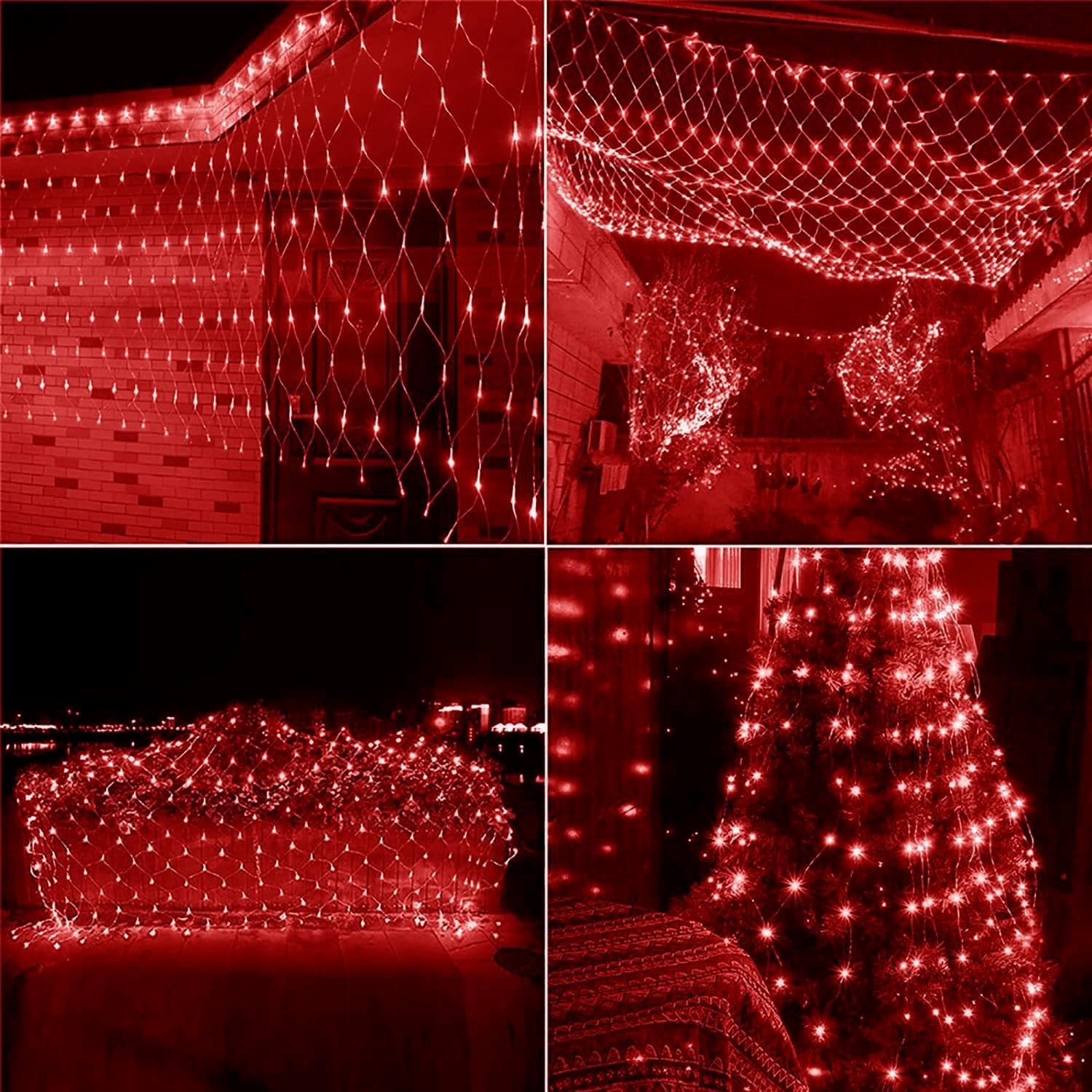 Oświetlenie Ogrodowe, 8 Trybów, Drut Miedziany, Do Dekoracji Ogrodu, Choinki, Na Halloween(Pink,2m x 2m 144led)