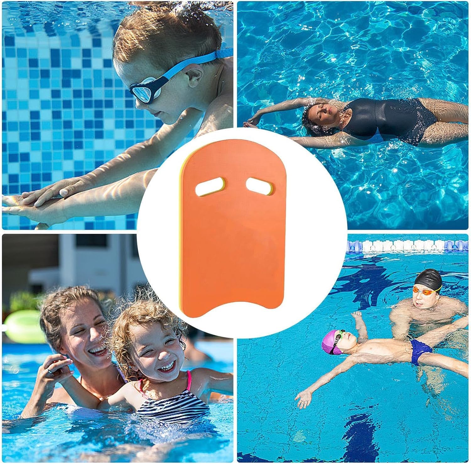 Ushape Tabla de flotación espuma EVA para natación principiantes con asas dobles