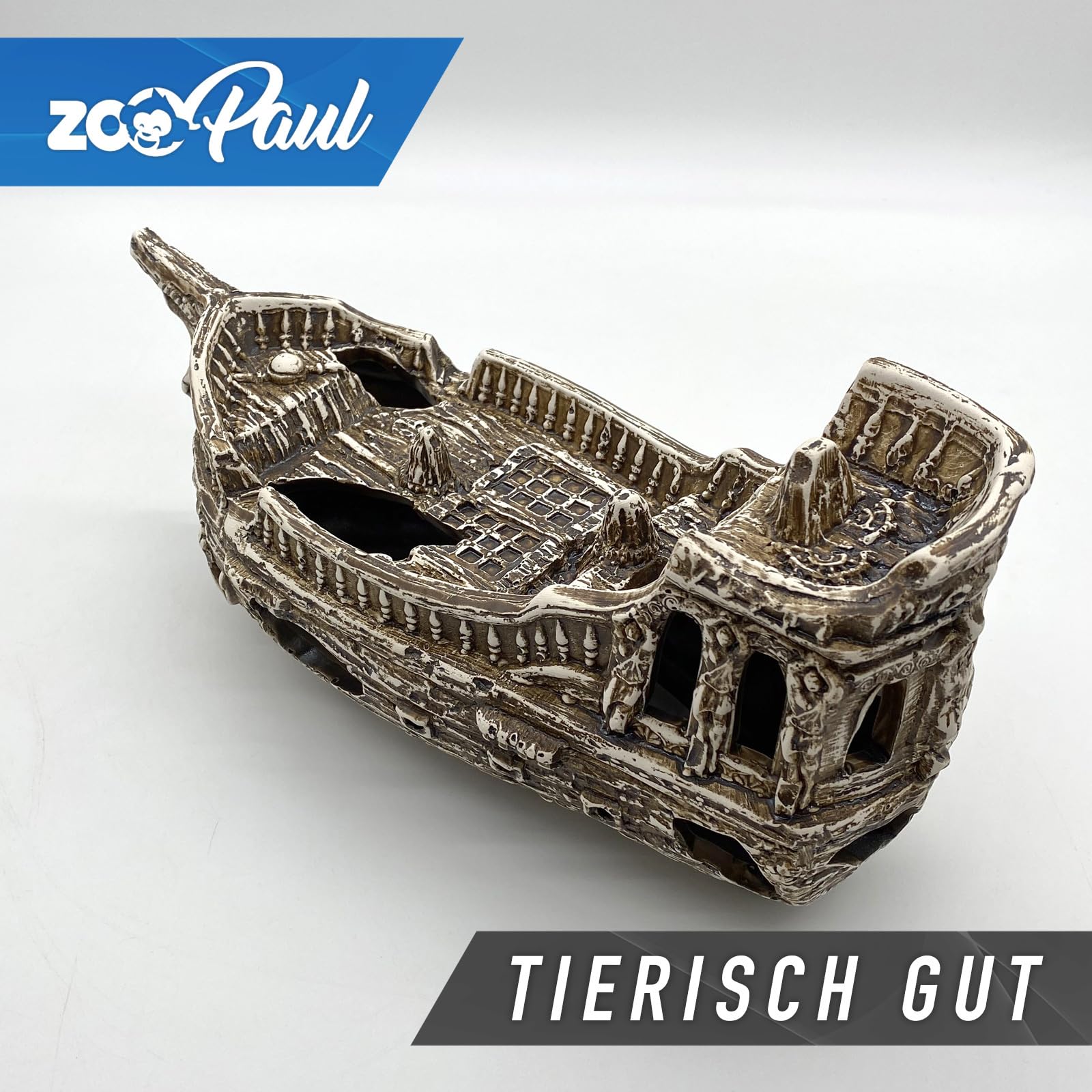ZooPaul Sprudel Set Keramik Deko und Pumpe + Zubehör Dekoration Aquarium Terrarium XL Schiff Schiffswrack