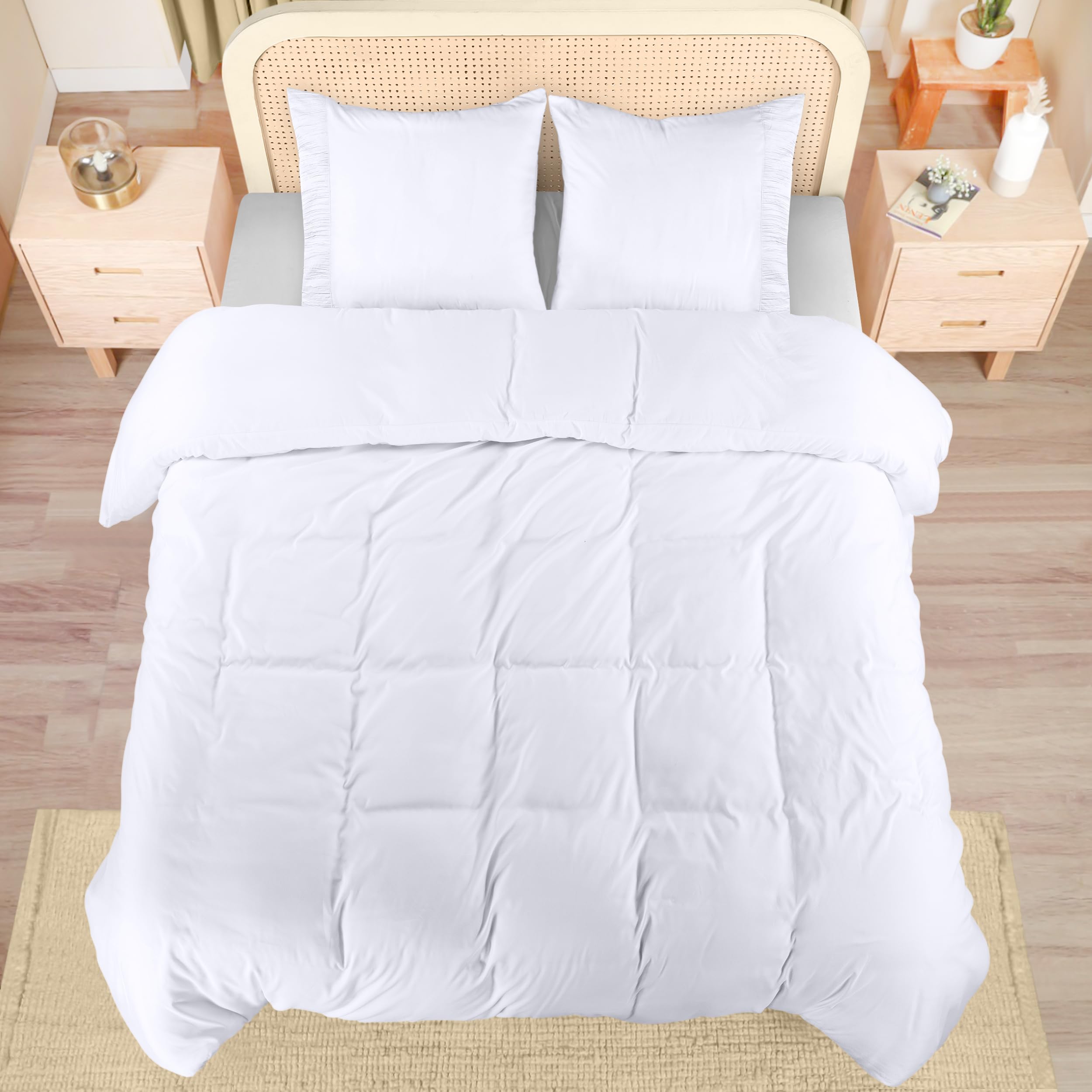 Utopia Bedding Funda Nórdica Cama 150 - Juego de Funda Nórdica de Microfibra Poliéster 220x240 cm y 2 Fundas de Almohada con Dobladillo Plisado 65x65 cm (Blanco)