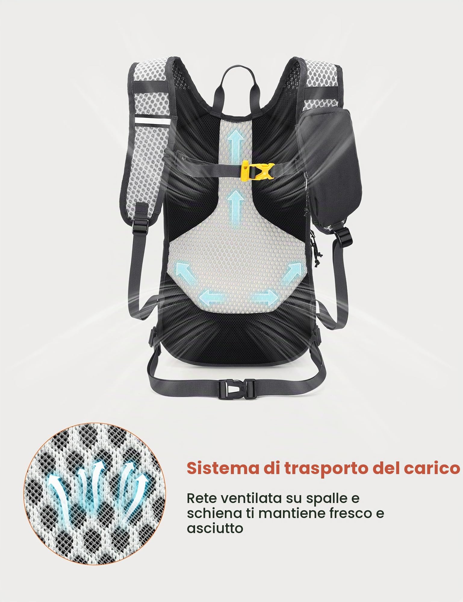 SKYSPER Zaino Trekking 15L Leggero e Traspirante per Uomo e Donna | con Cintura in Vita Regolabile, per Escursioni, Camminate, Viaggi e Attività All'Aperto