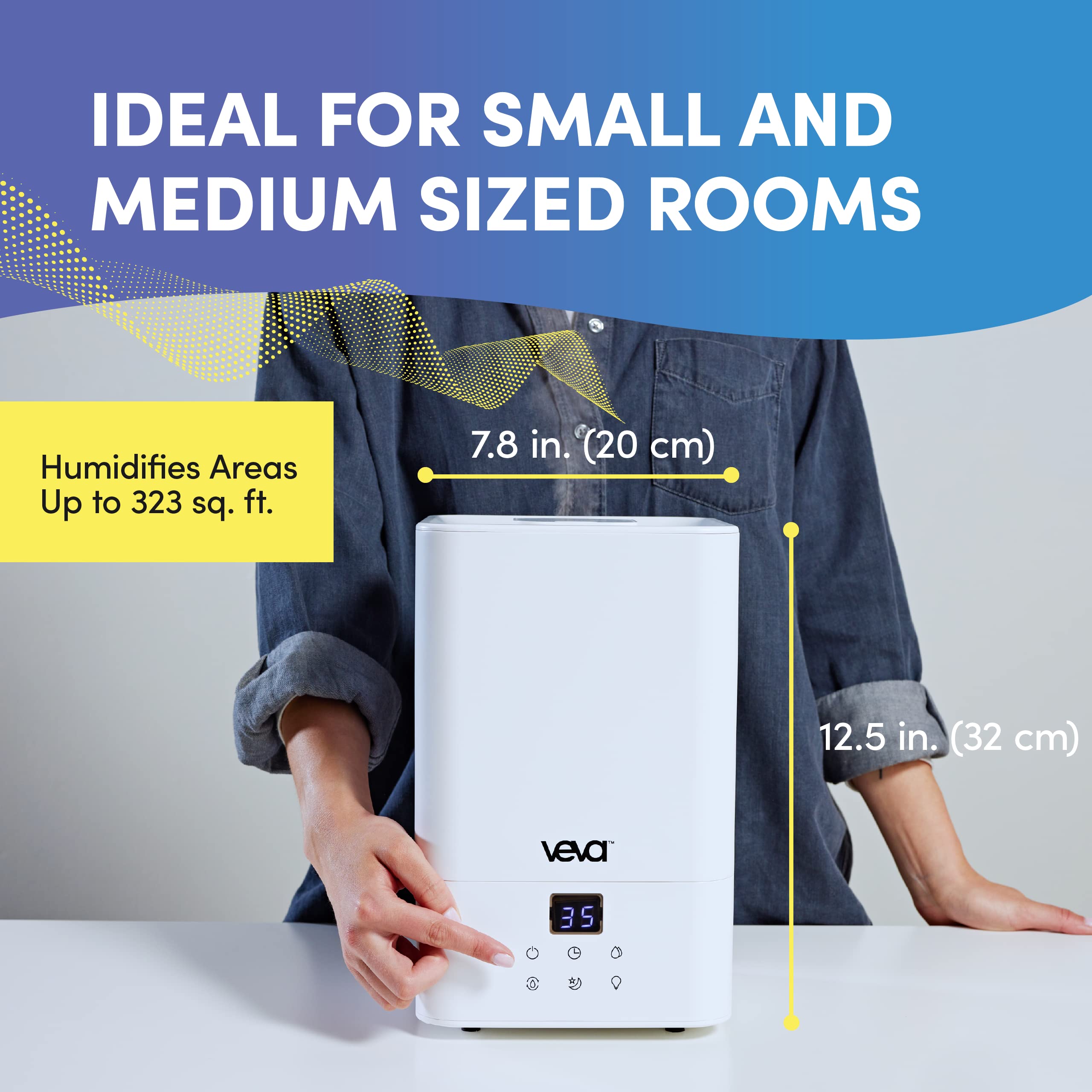 VEVA Humidifiers for Bedroom Large Room 4.5L, Cool Mist Water Vaporizer