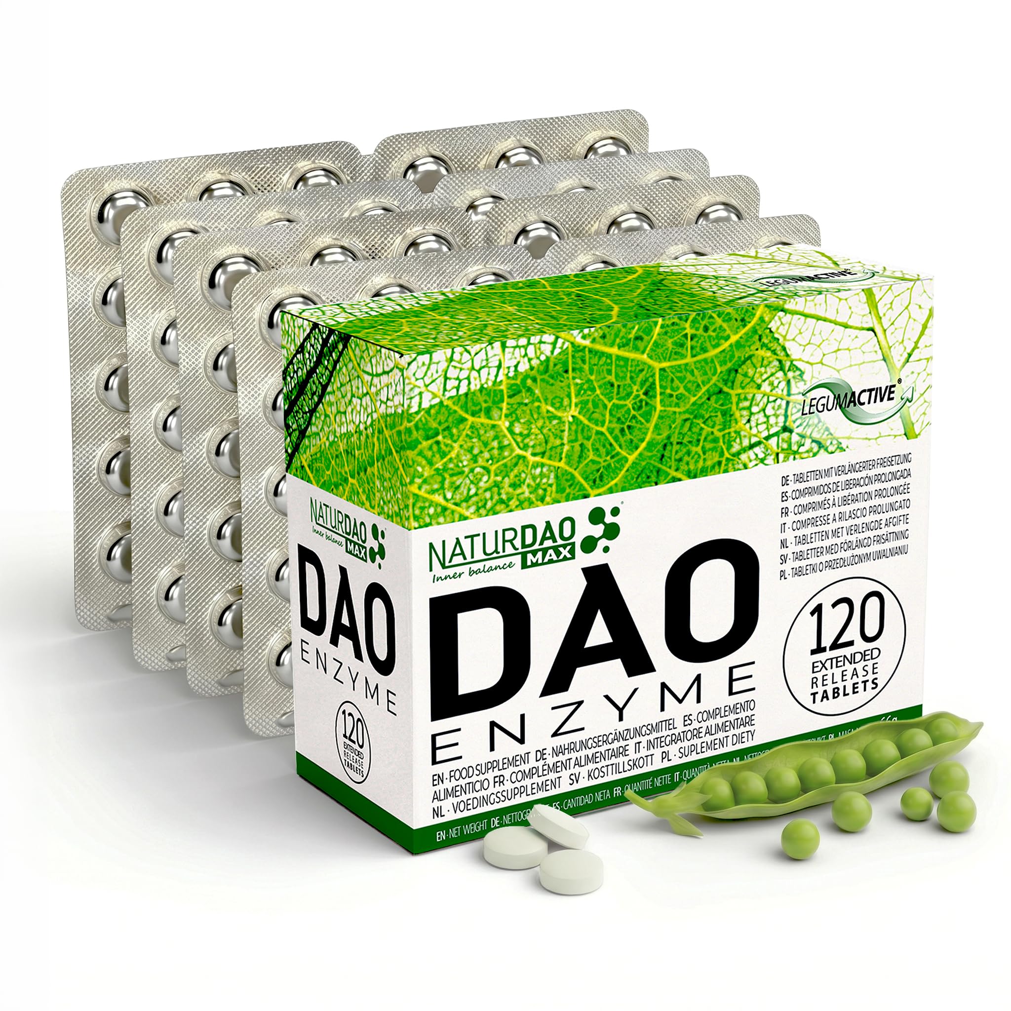 NaturDAO® MAX DAO-Enzym-Supplement – 120 Tabletten – Bis zu 1.050.000 HDU pro 3 Tabletten - Anpassbare Dosierung, verzögerte Freisetzung