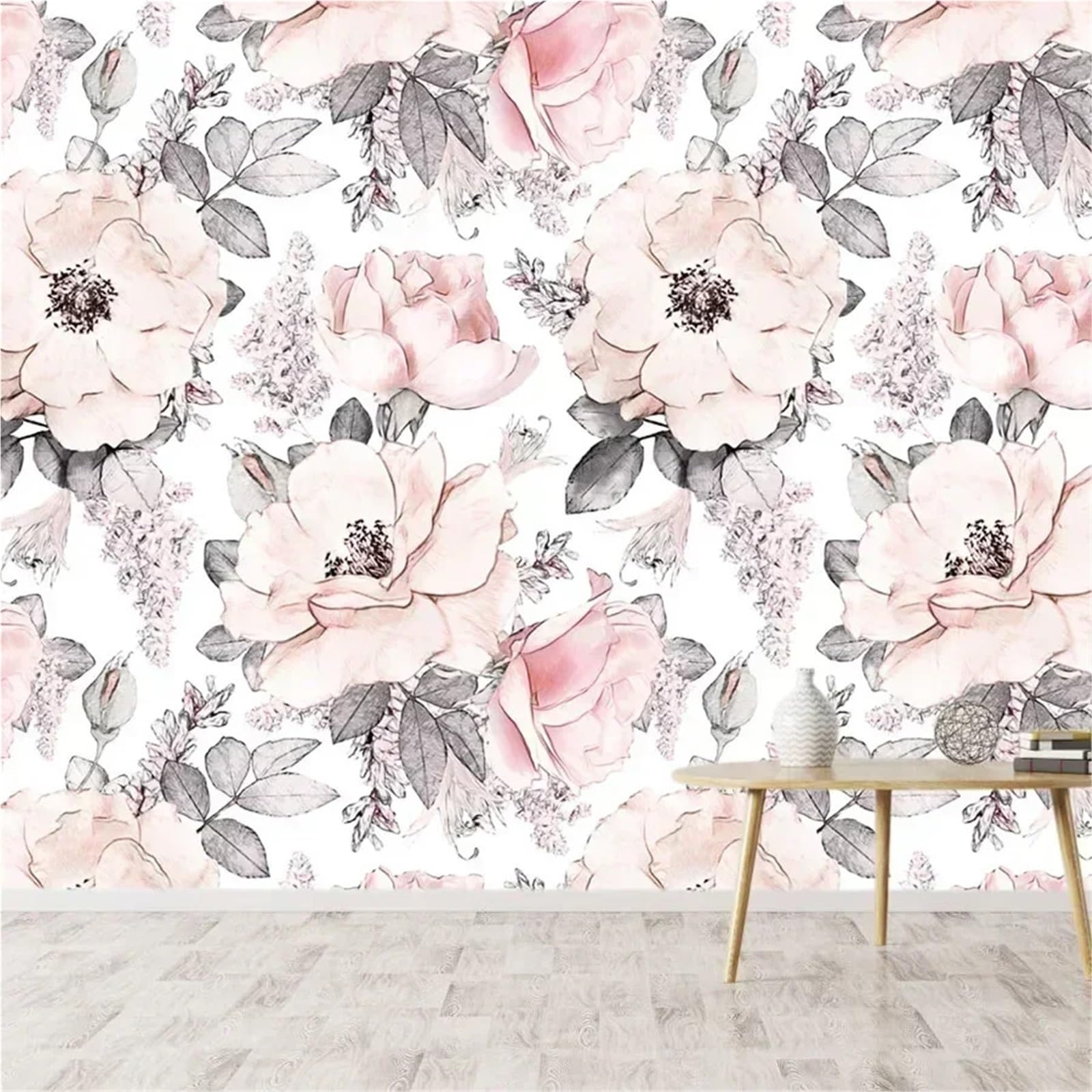 RYQZHHY Floral Peel Stick Wallpaper Multi Style Rose Floral Waterproof Peel and Stick Wall Mural for Living Room and TV Background Layout(Picture 4)