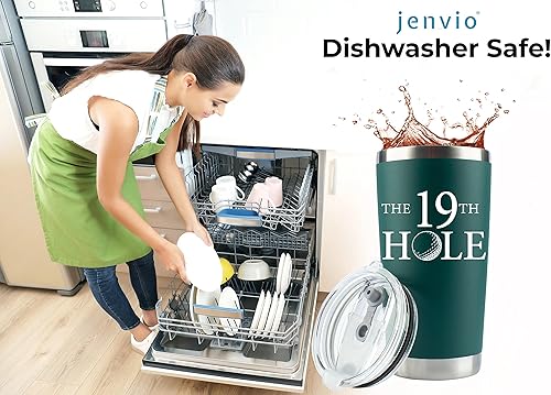 Miniatura 3 de JENVIO Regalos para golfistas | El hoyo 19 | Vaso de viaje de acero inoxidable con 2 tapas pajitas caja de regalo y tarjeta | Único padre divertido